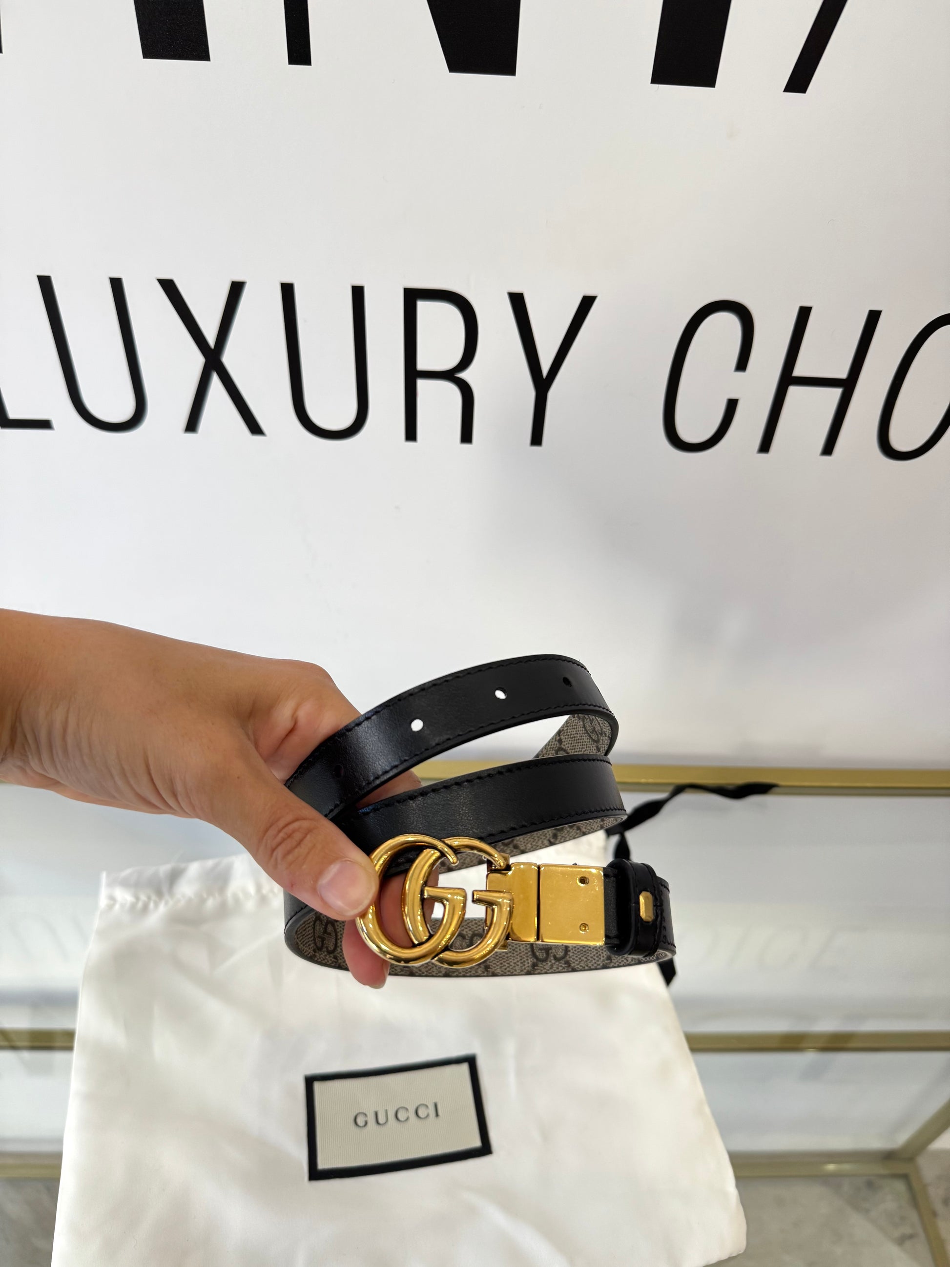 Cintura reversibile GG Marmont Supreme 2 cm Gucci