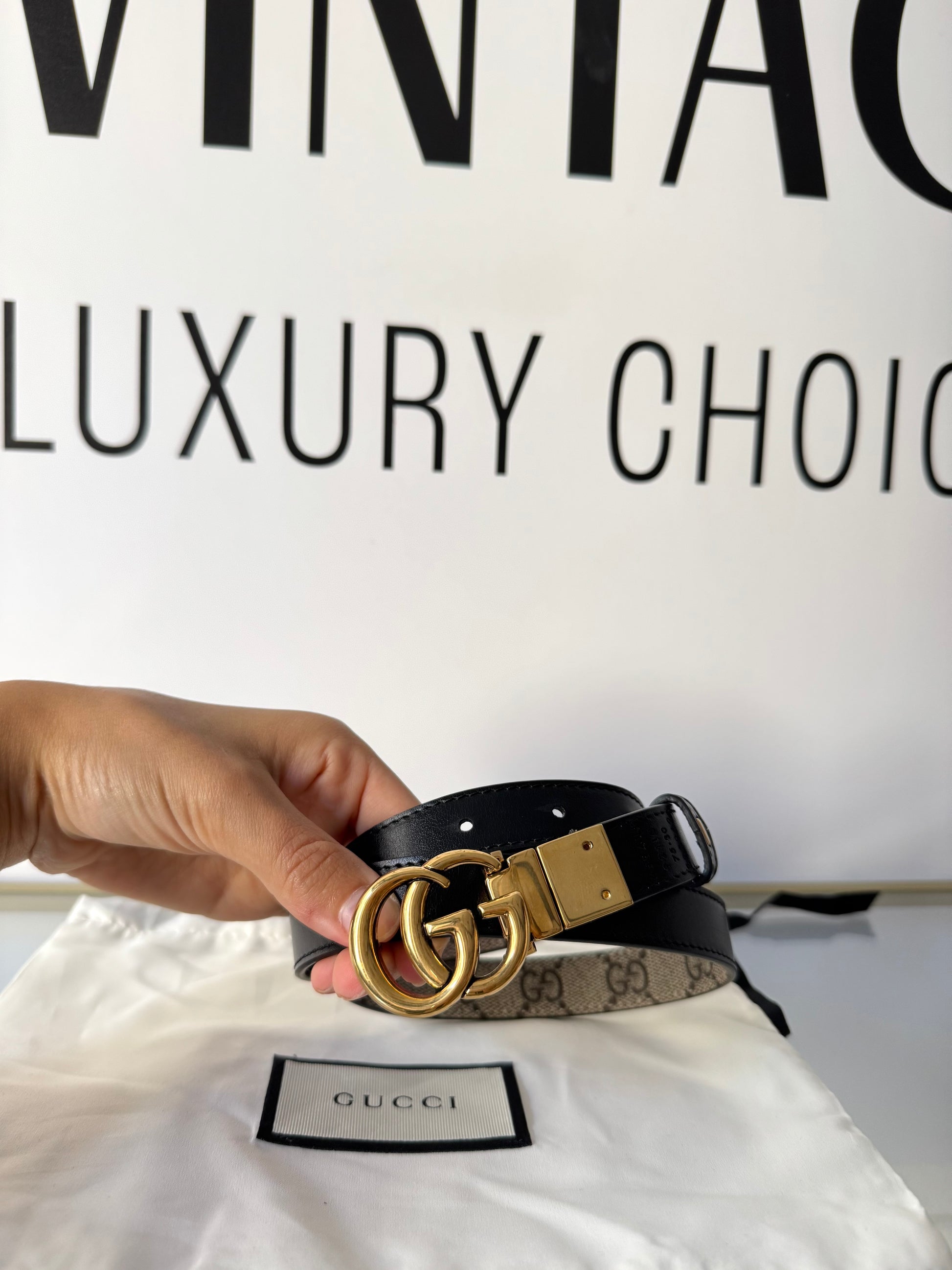 Cintura reversibile GG Marmont Supreme 2 cm Gucci