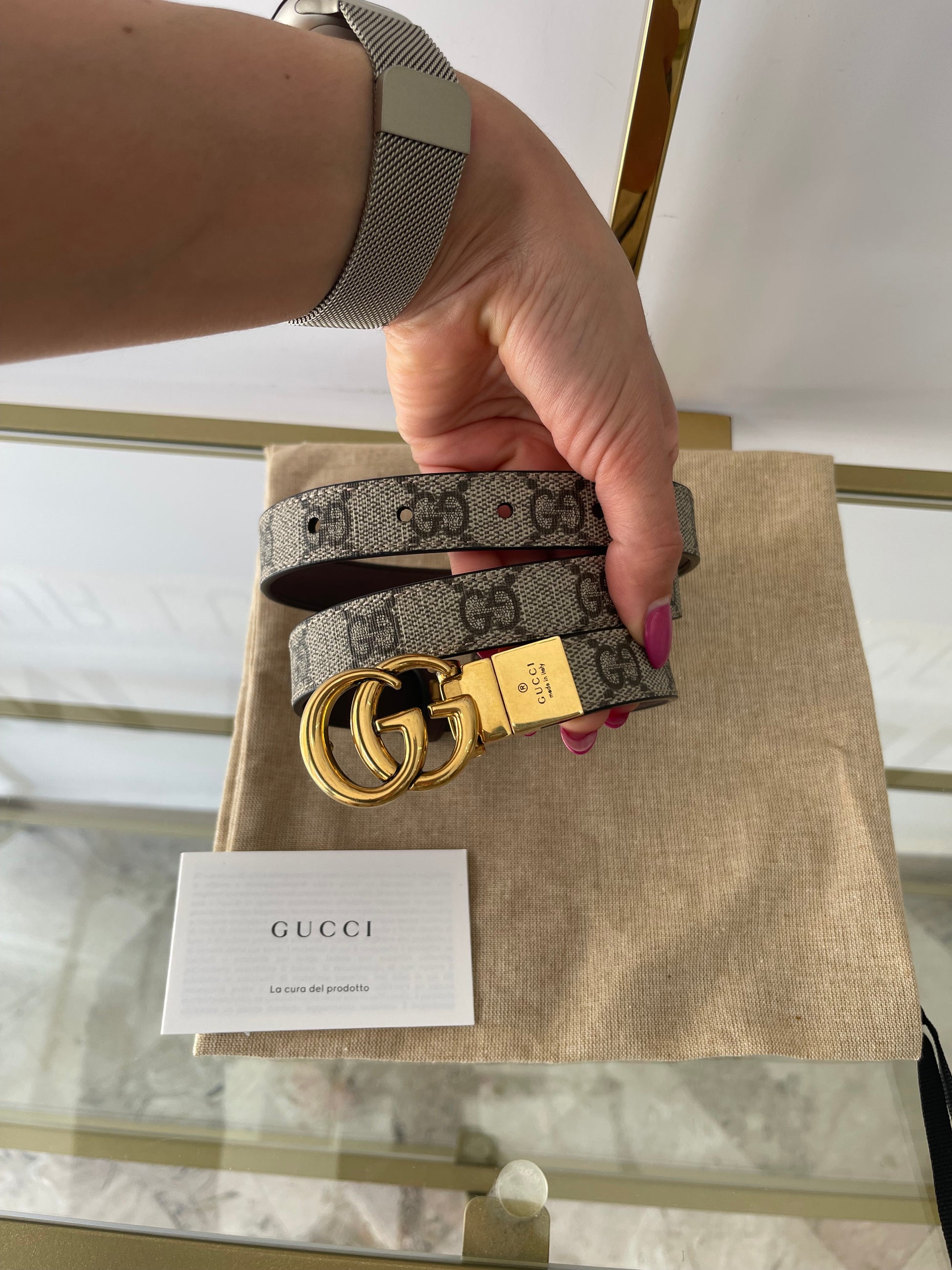 Cintura reversibile GG Marmont Supreme 2 cm Gucci