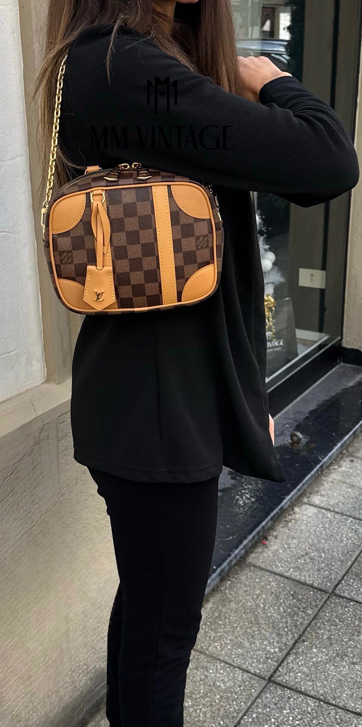 Borsa Valisette Souple BB Damier Ebène Louis Vuitton