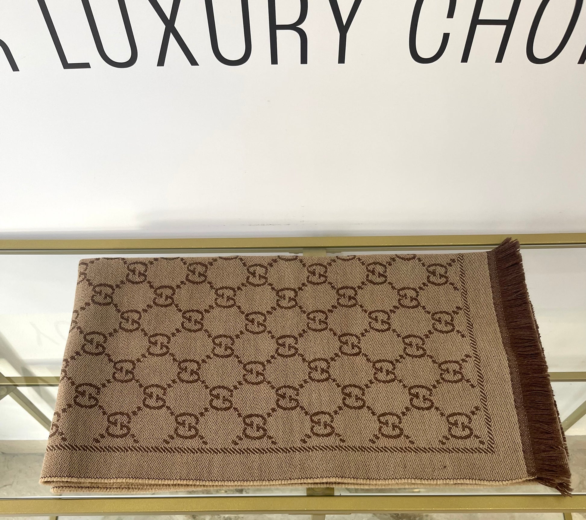 Sciarpa GG jacquard sabbia/marrone Gucci