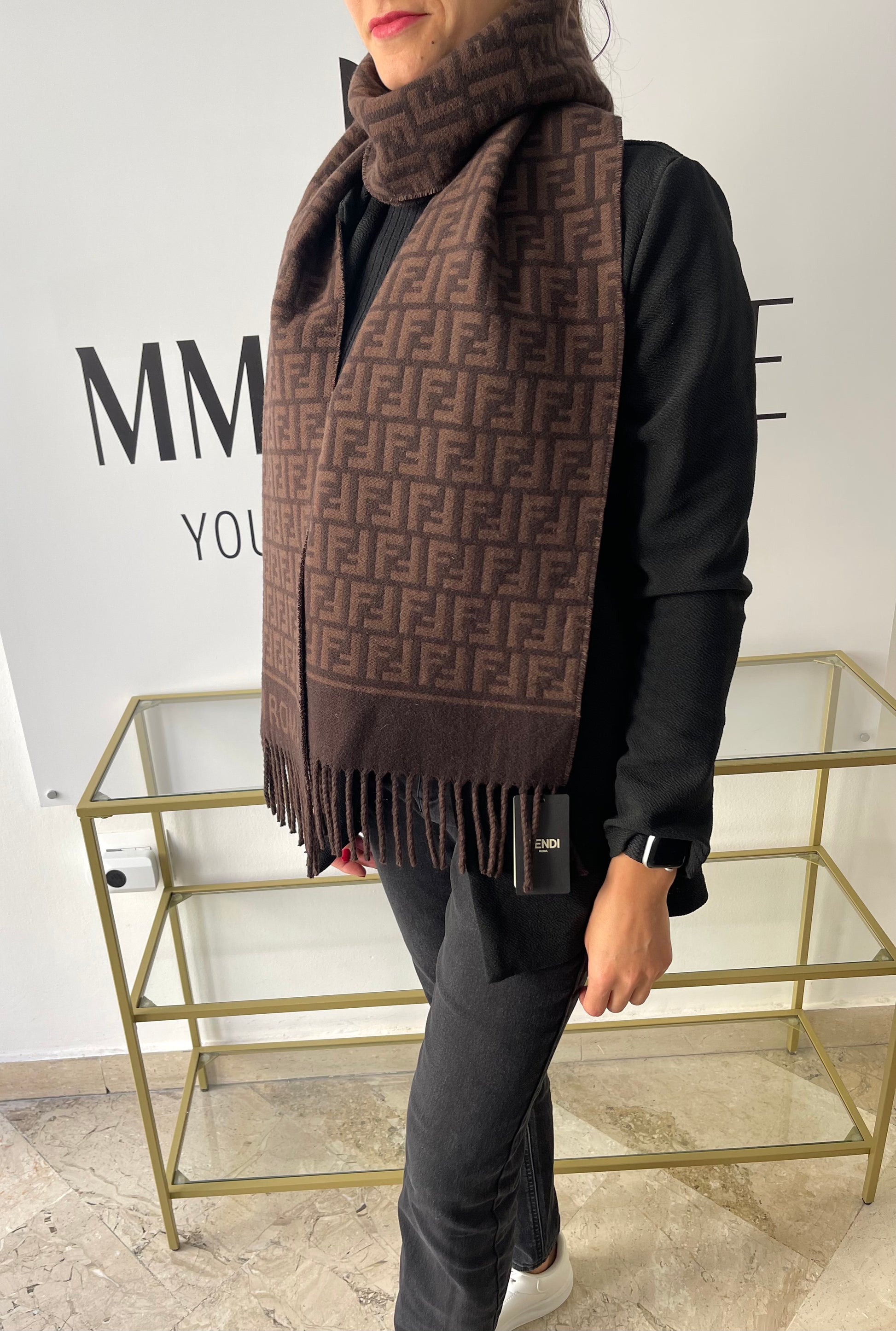 Sciarpa con motivo FF jacquard Fendi