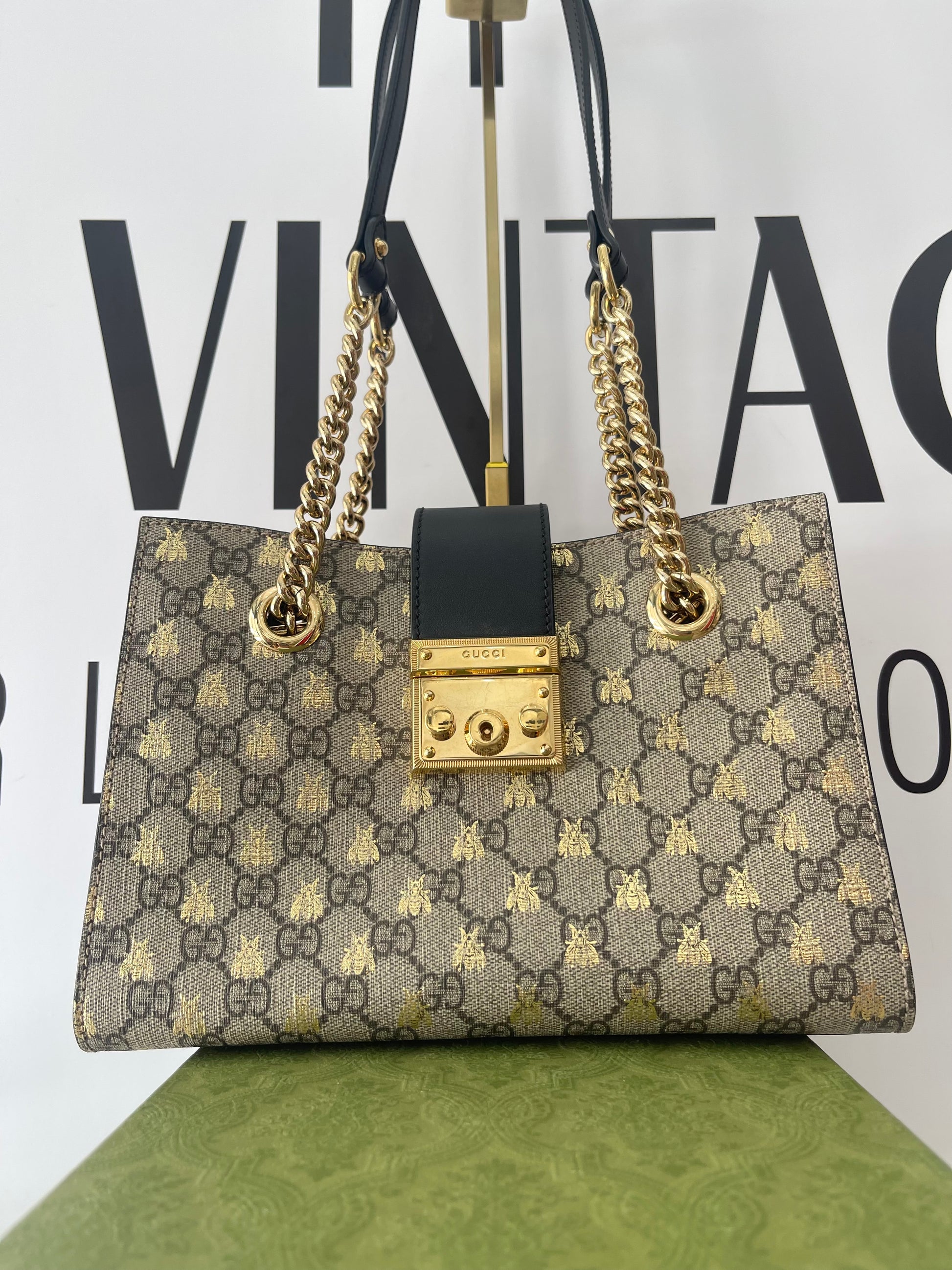 Borsa Padlock GG Supreme Bees Gucci