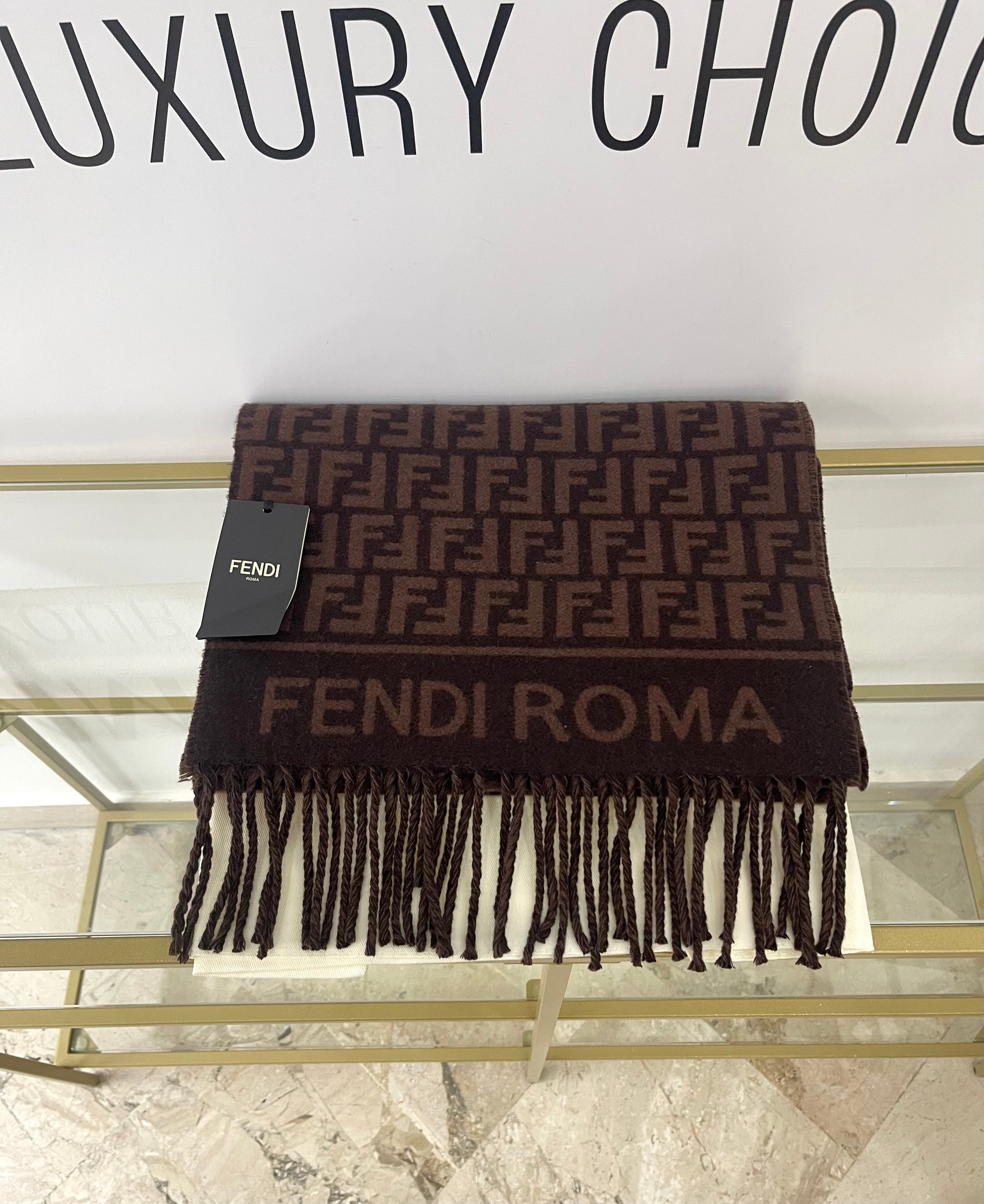 Sciarpa con motivo FF jacquard Fendi