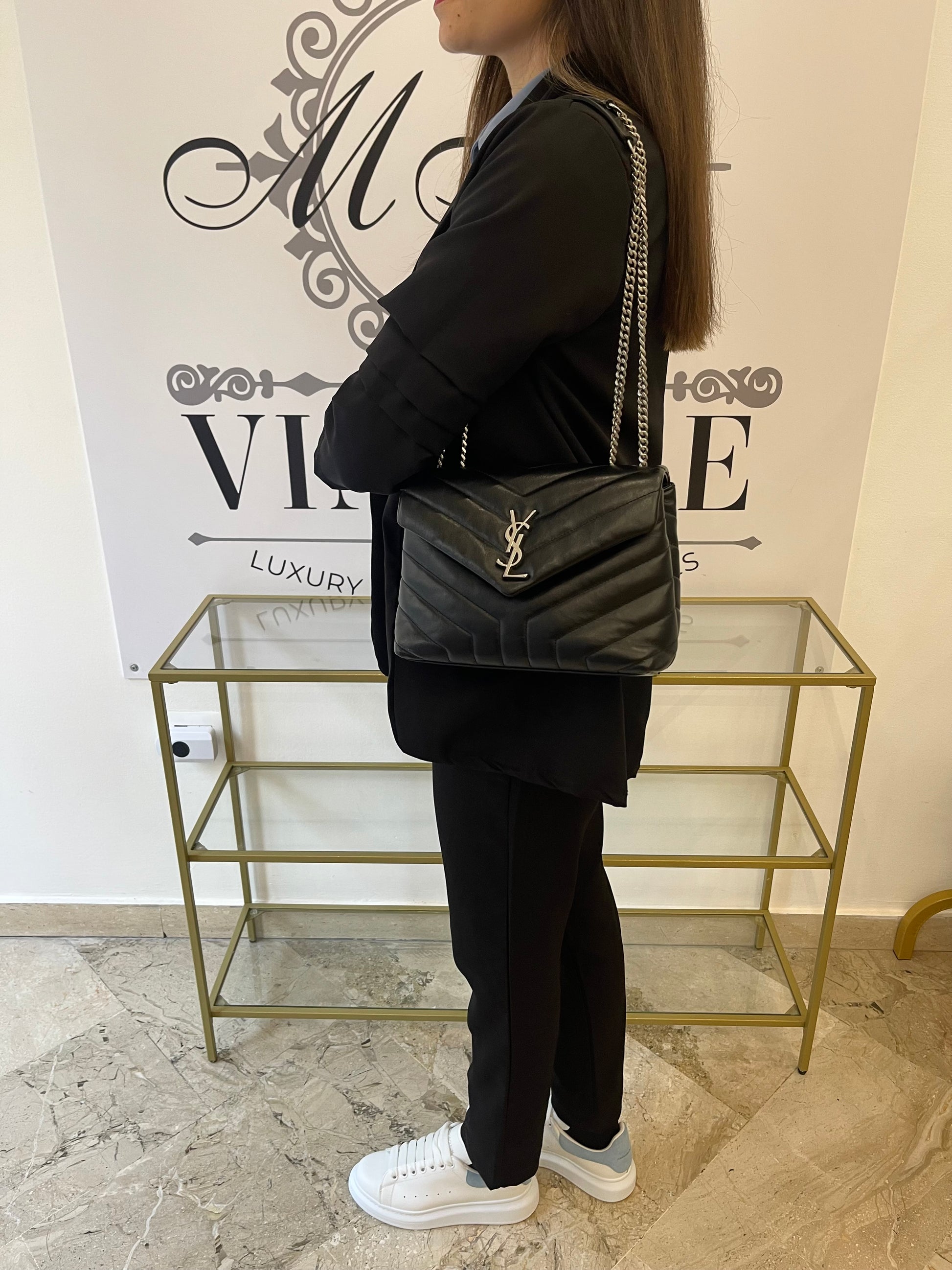 Borsa LouLou Small black hw argento YSL