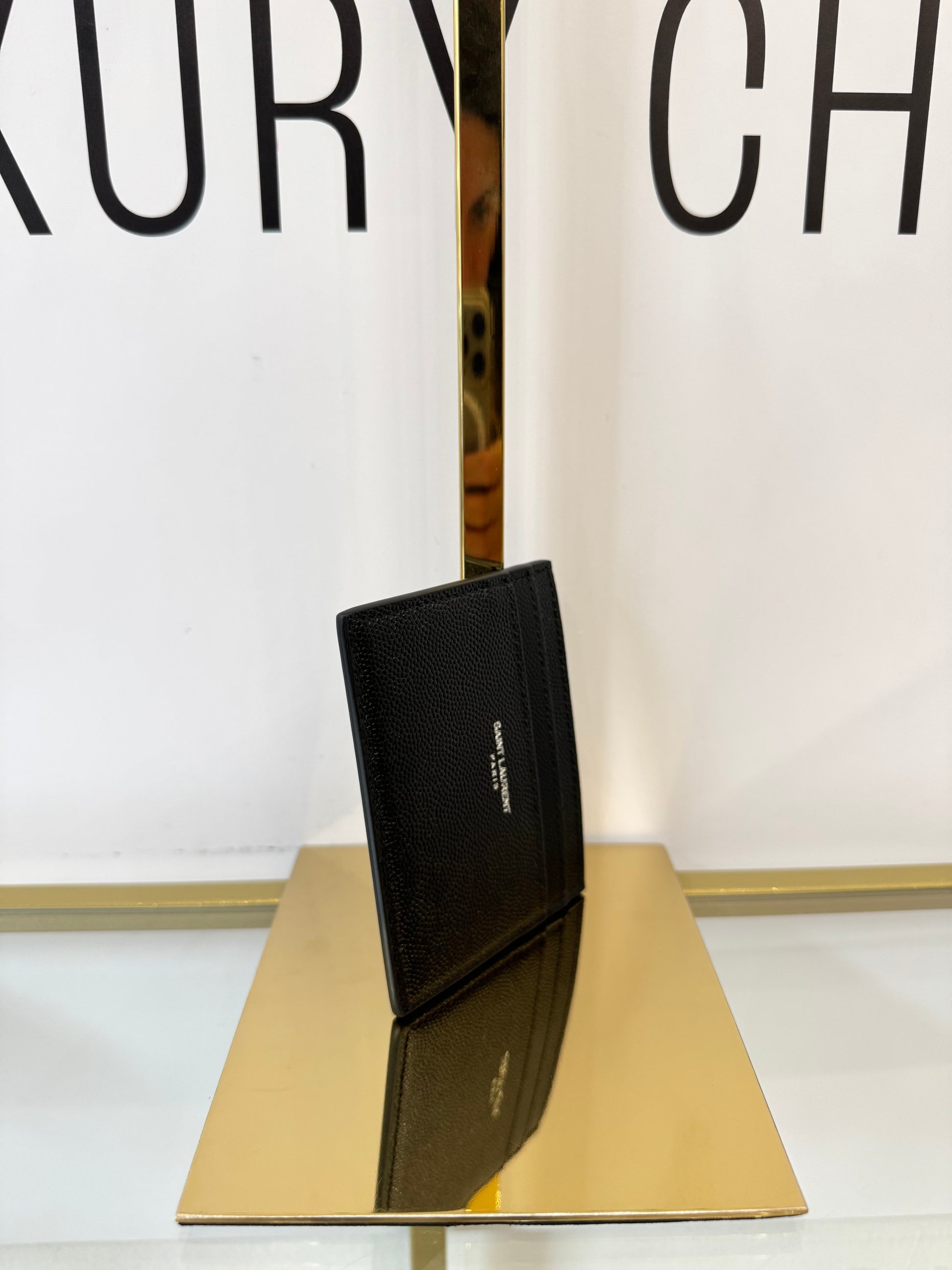 Portacarte in pelle martellata Saint Laurent nero