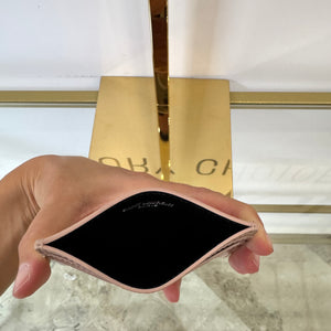 Portacarte in pelle martellata Saint Laurent beige scuro