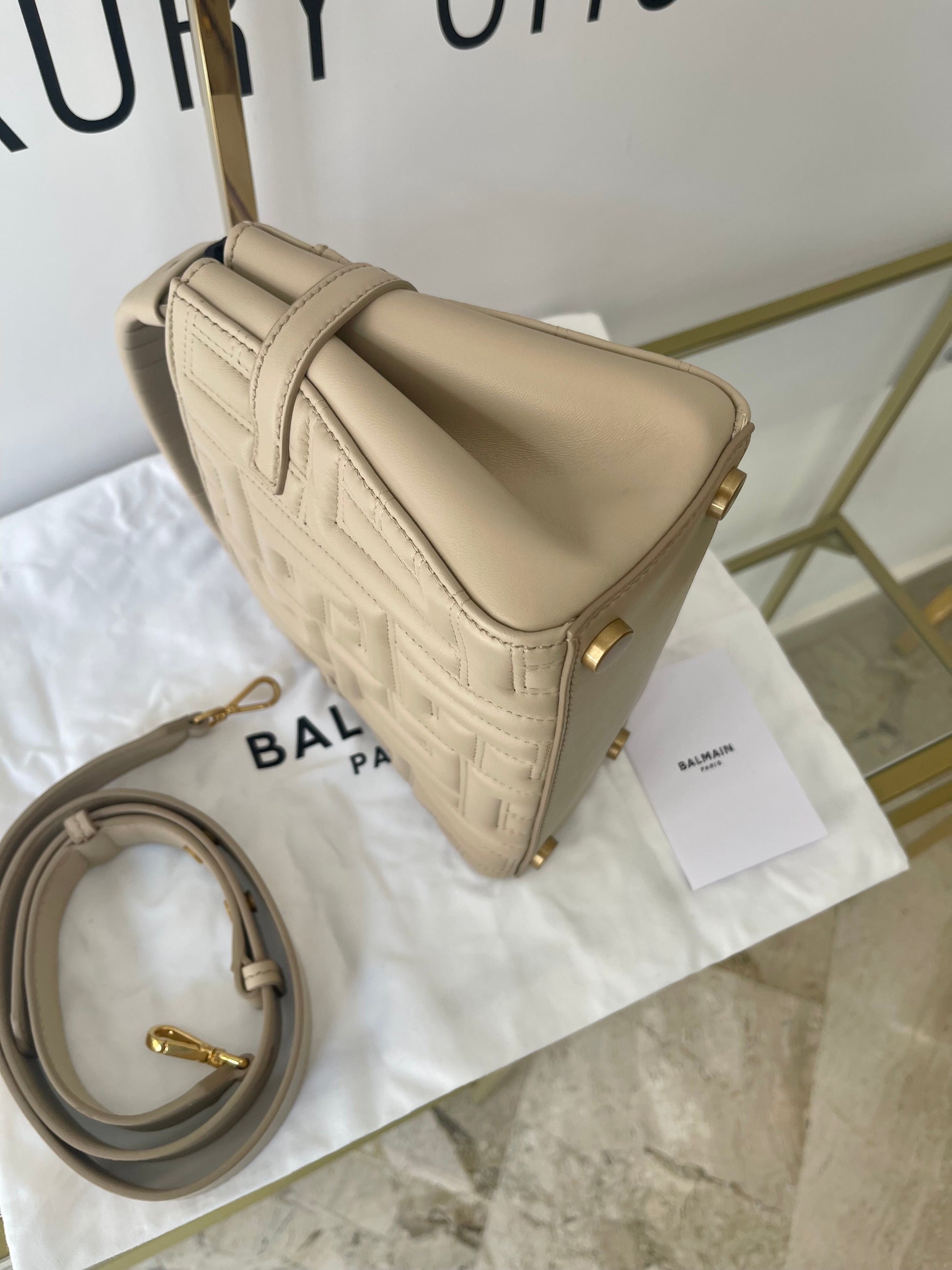 Borsa B-Buzz pelle trapuntata 22 Beige Balmain