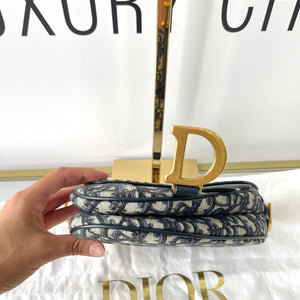 Borsa Mini Saddle Jacquard blu Dior