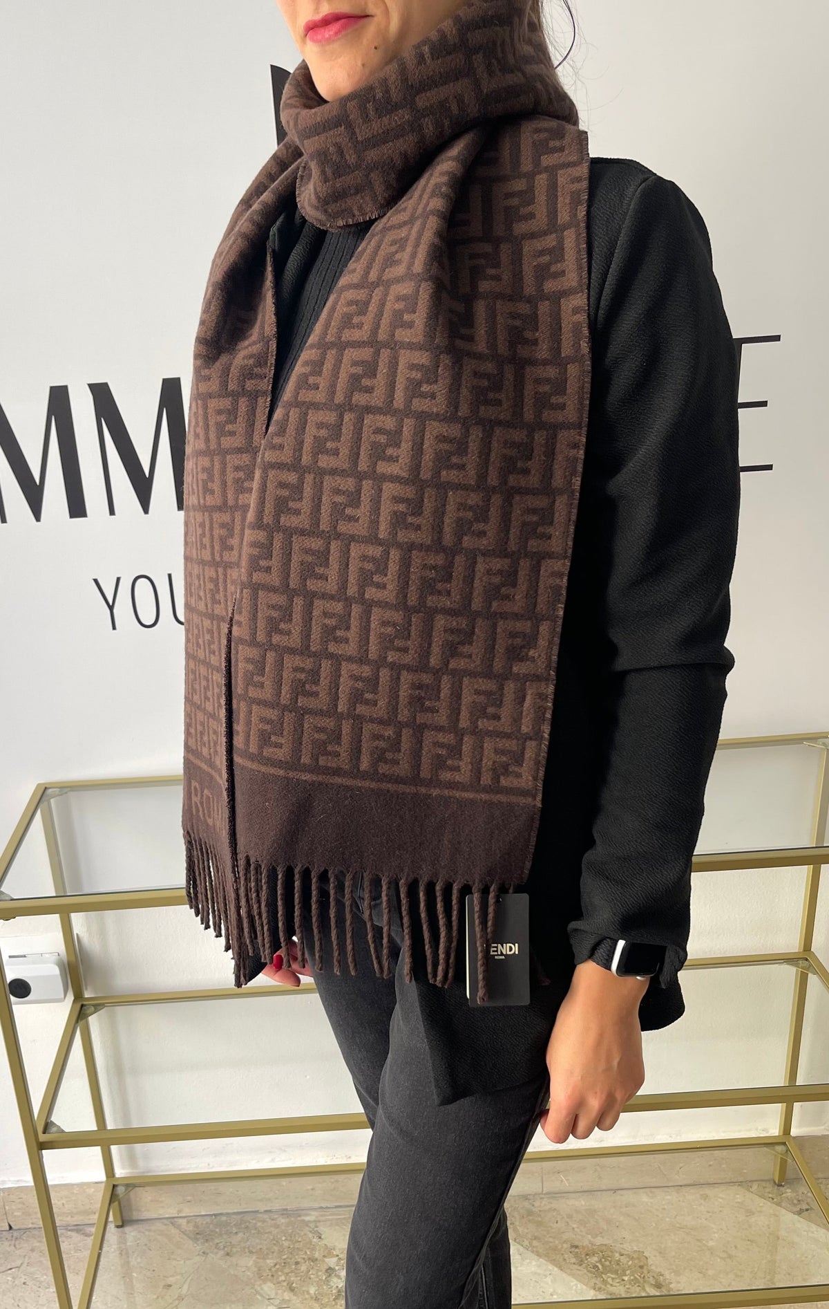 Sciarpa con motivo FF Jacquard Fendi
