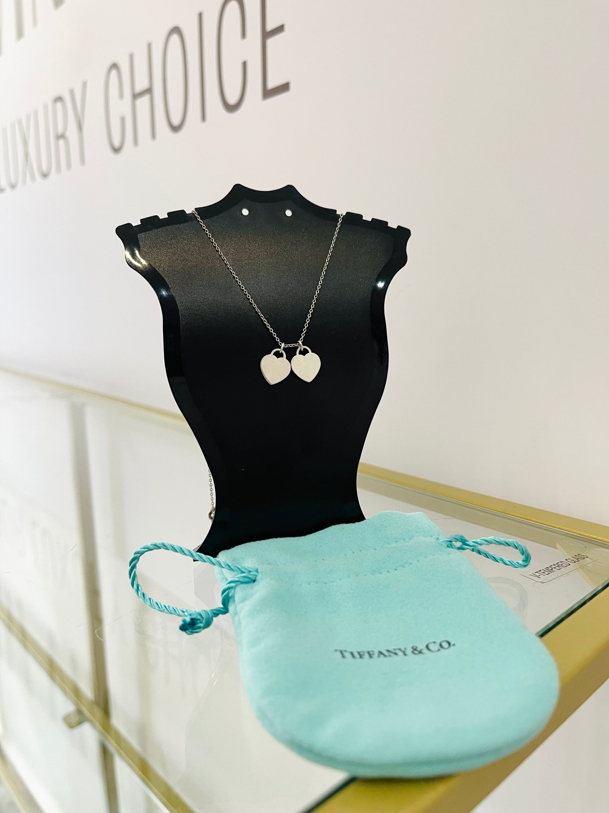 Girocollo cuori mini smaltato verde Tiffany