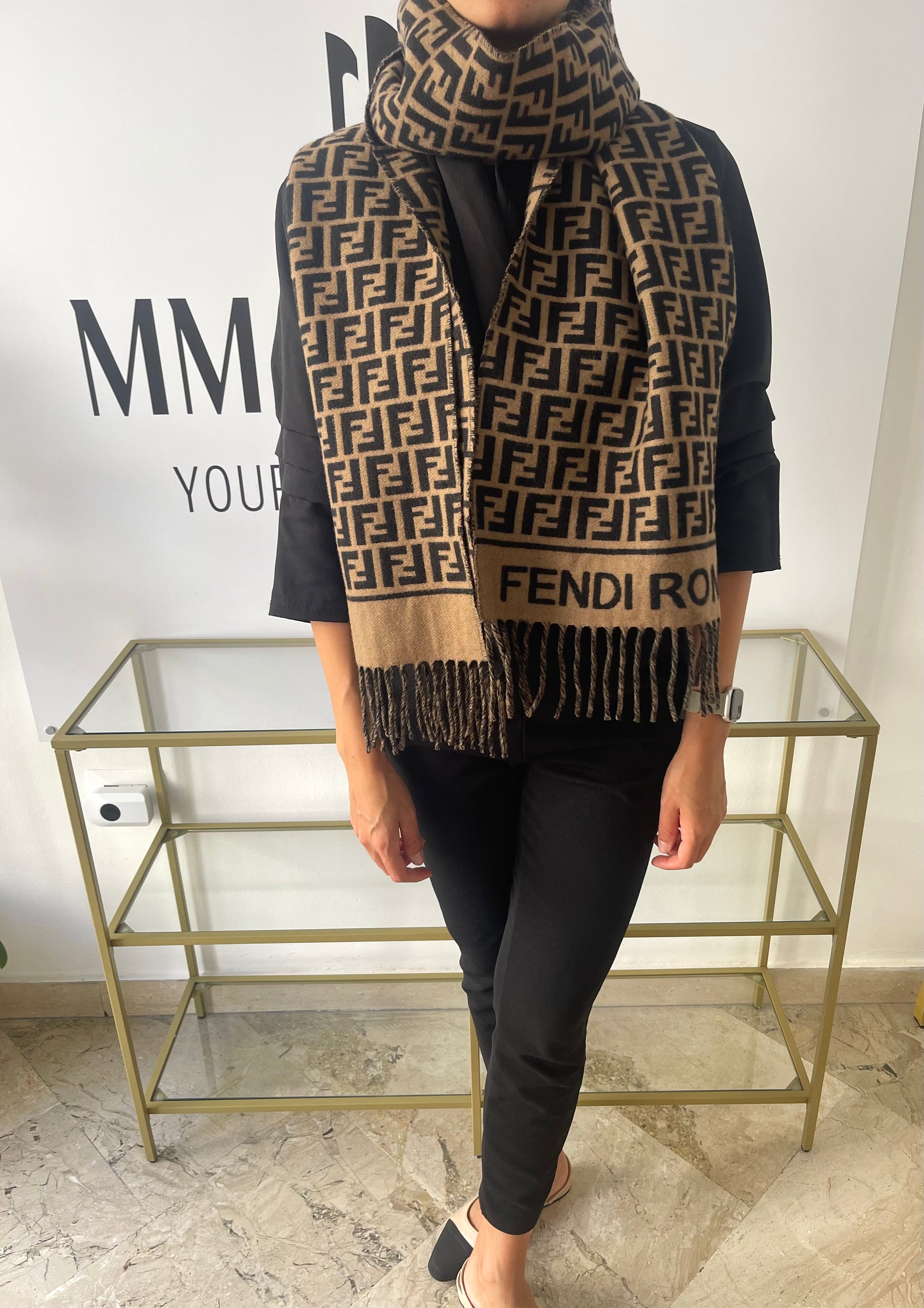 Sciarpa nero/tabacco Fendi