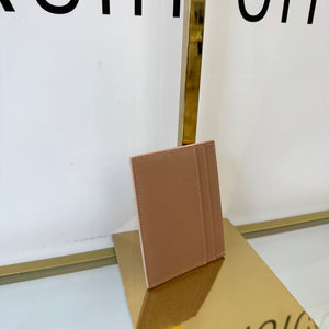 Portacarte in pelle martellata Saint Laurent beige scuro