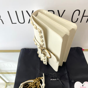 Borsa Love One Pinko in pelle borchie bianco