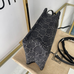 Borsa Mini Tote Ophidia GG in denim Gucci