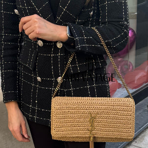 Borsa Kate 99 in rafia con nappina Saint Laurent