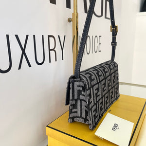 Wallet On Chain Baguette in denim Fendi