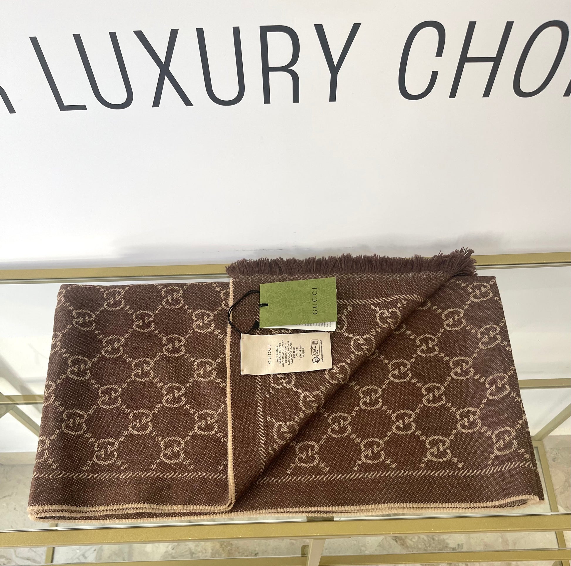 Sciarpa GG jacquard sabbia/marrone Gucci