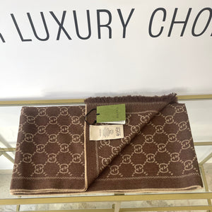 Sciarpa GG jacquard sabbia/marrone Gucci