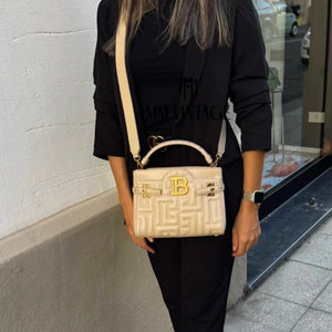 Borsa B-Buzz pelle trapuntata 22 Beige Balmain
