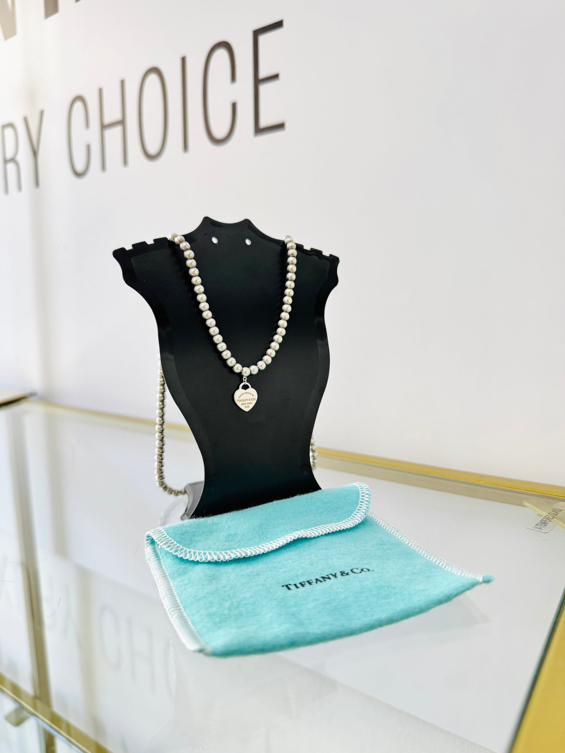 Collana Bead  cuore mini smaltato Tiffany