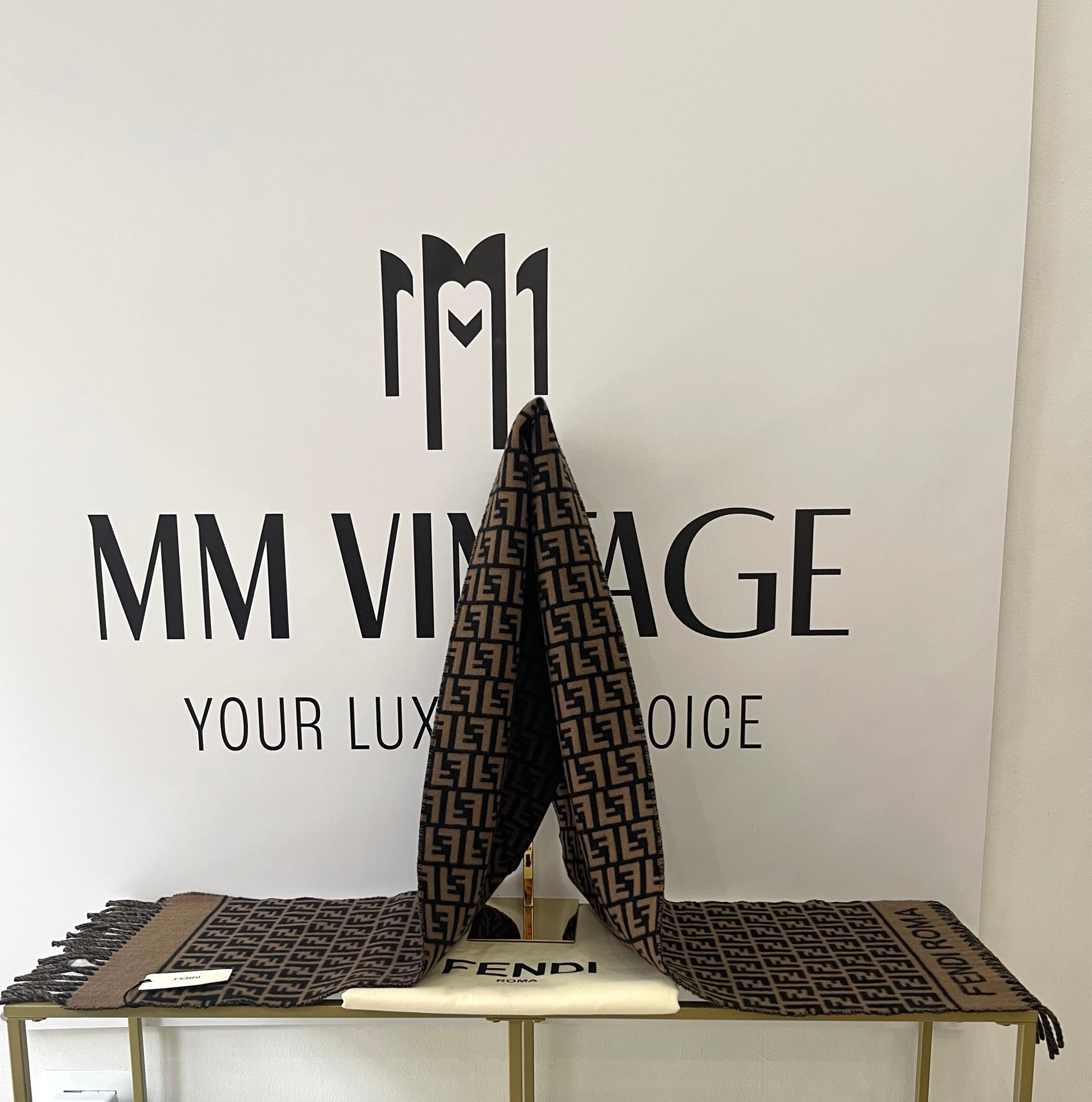 Sciarpa FF nero/tabacco Fendi