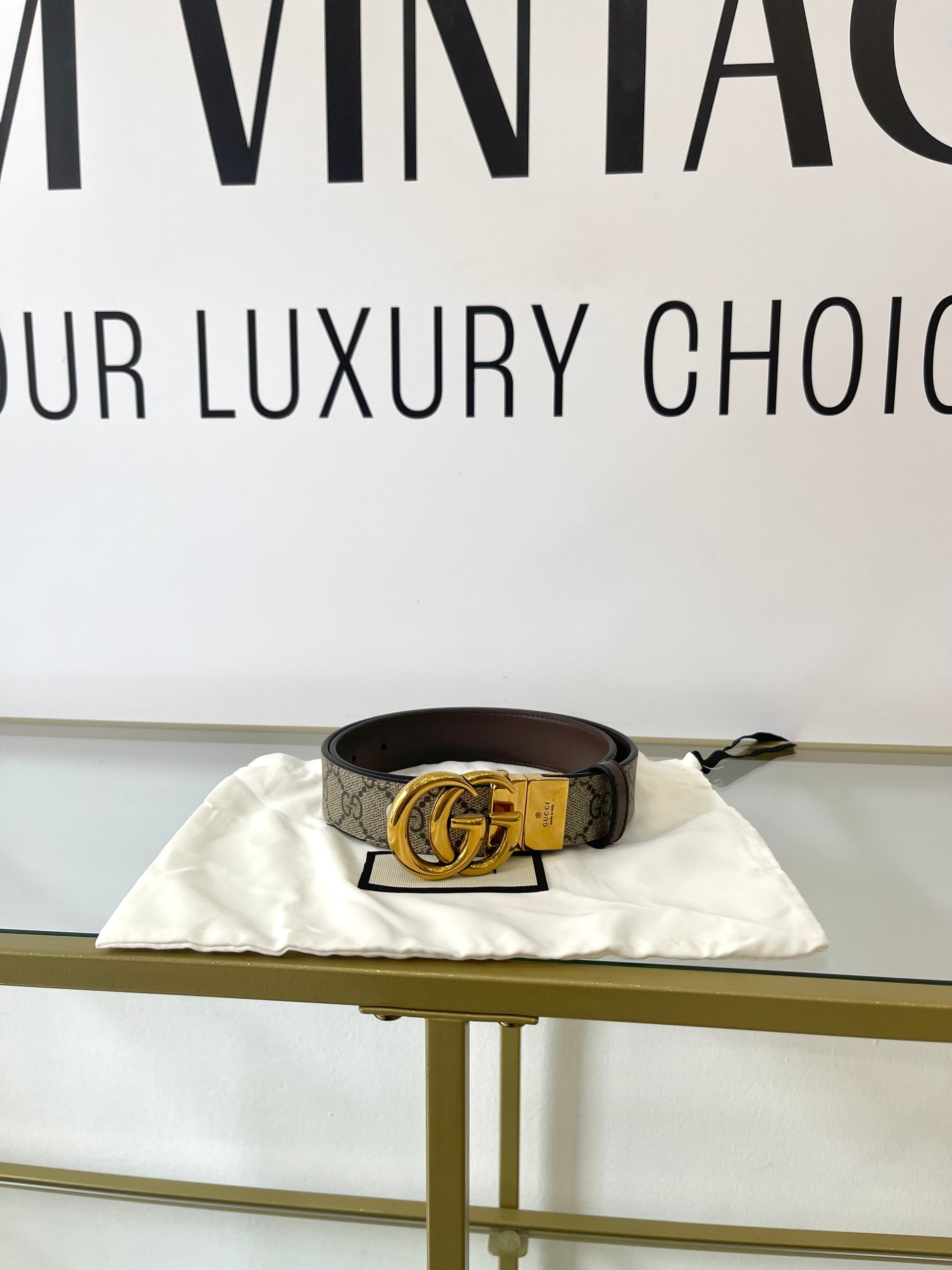 Cintura reversibile GG Marmont Supreme 3 cm Gucci