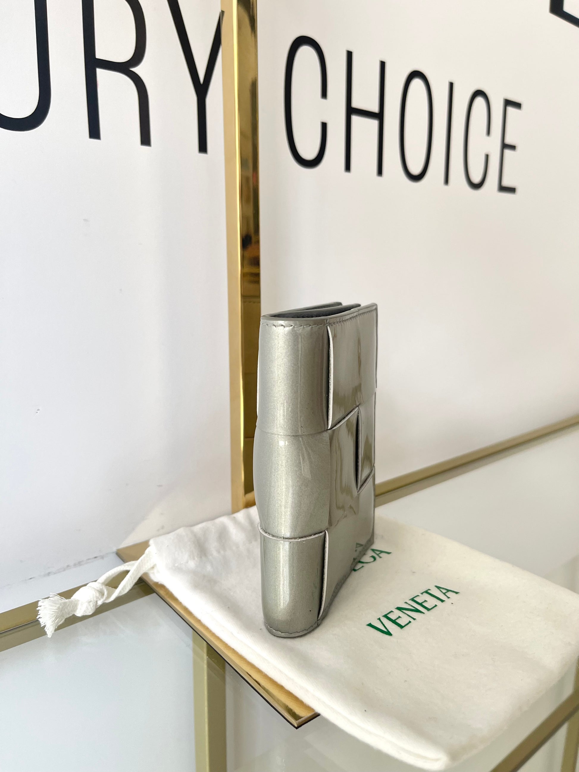 Portafoglio Cassette compatto argento Bottega Veneta