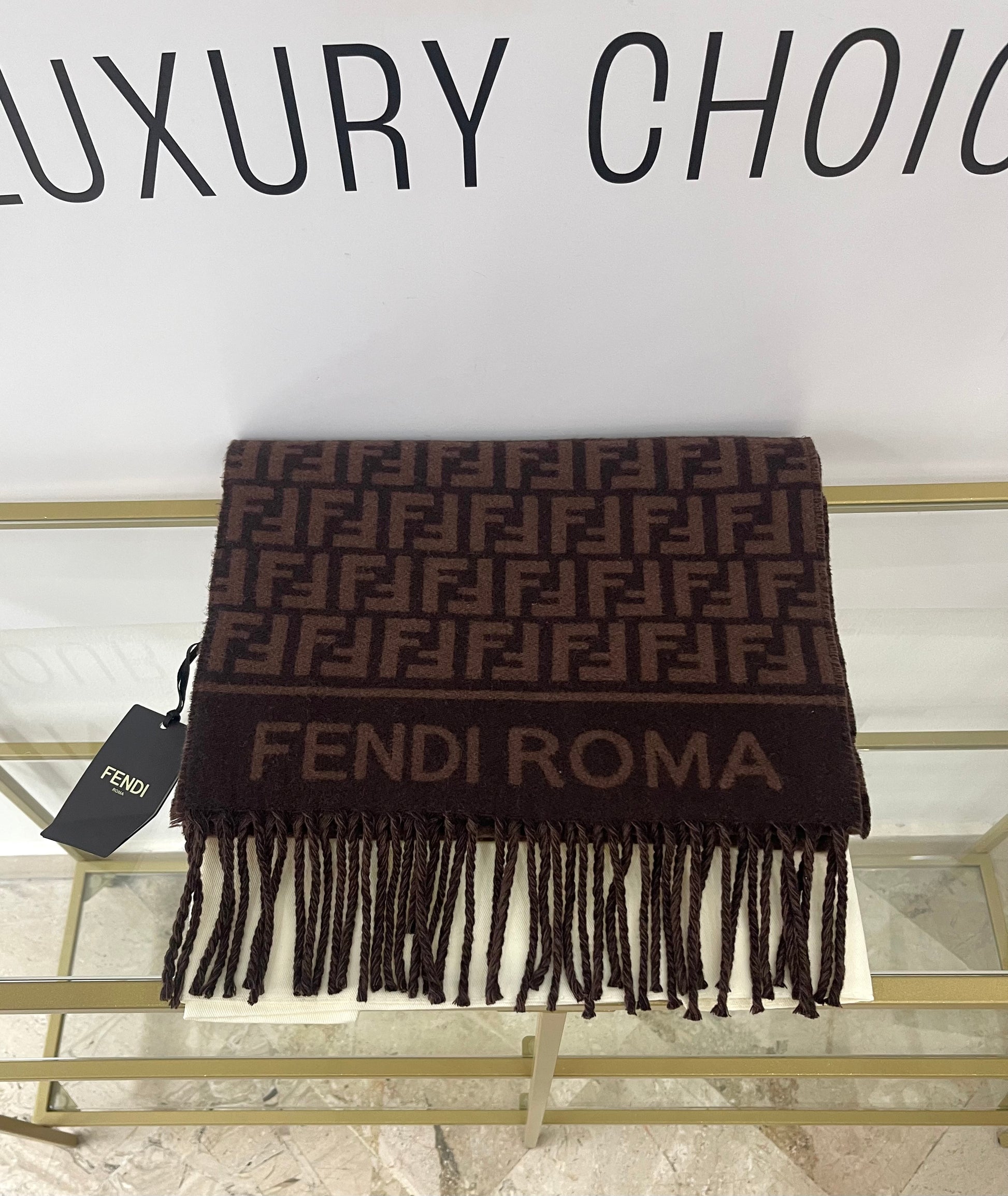 Sciarpa con motivo FF jacquard Fendi