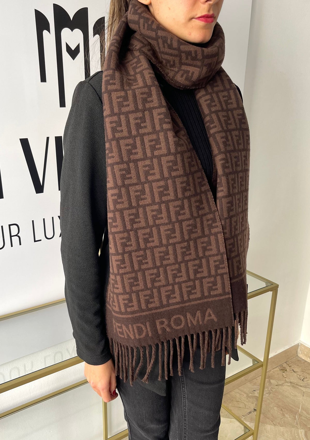 Sciarpa con motivo FF Jacquard Fendi