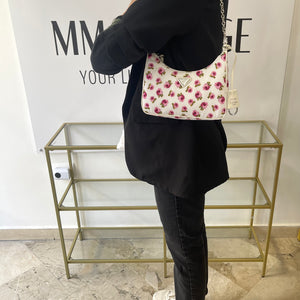 Borsa Re-Edition 2005 in Re-Nylon e Saffiano con motivo rose Prada