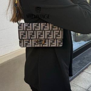 Wallet On Chain Baguette in denim Fendi