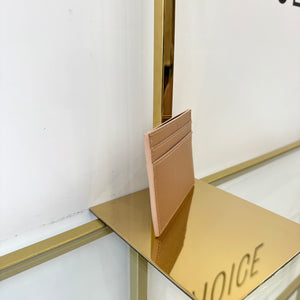 Portacarte in pelle martellata Saint Laurent beige scuro