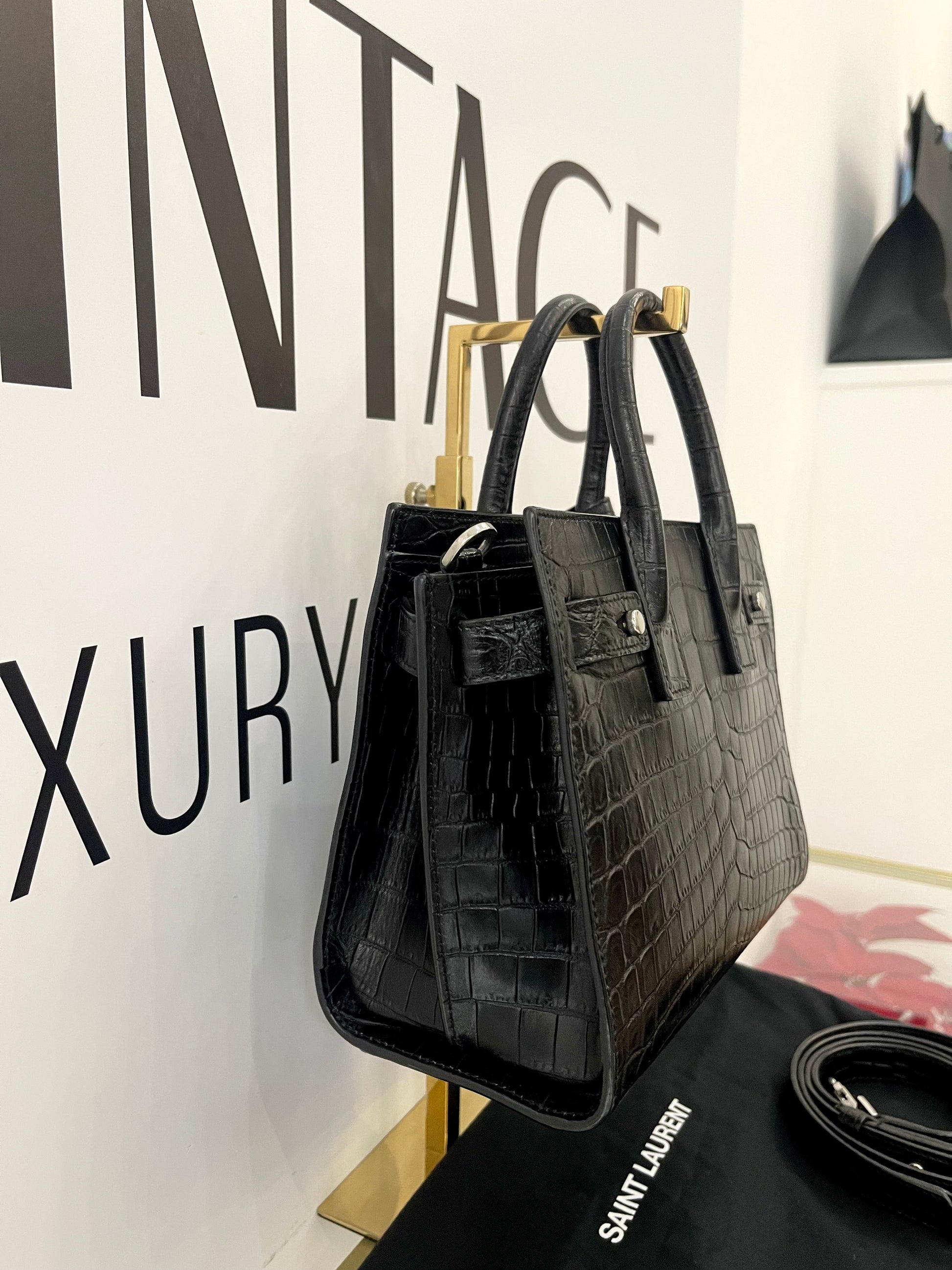 Borsa Sac De Jour Nano Goffrata Coccodrillo Saint Laurent