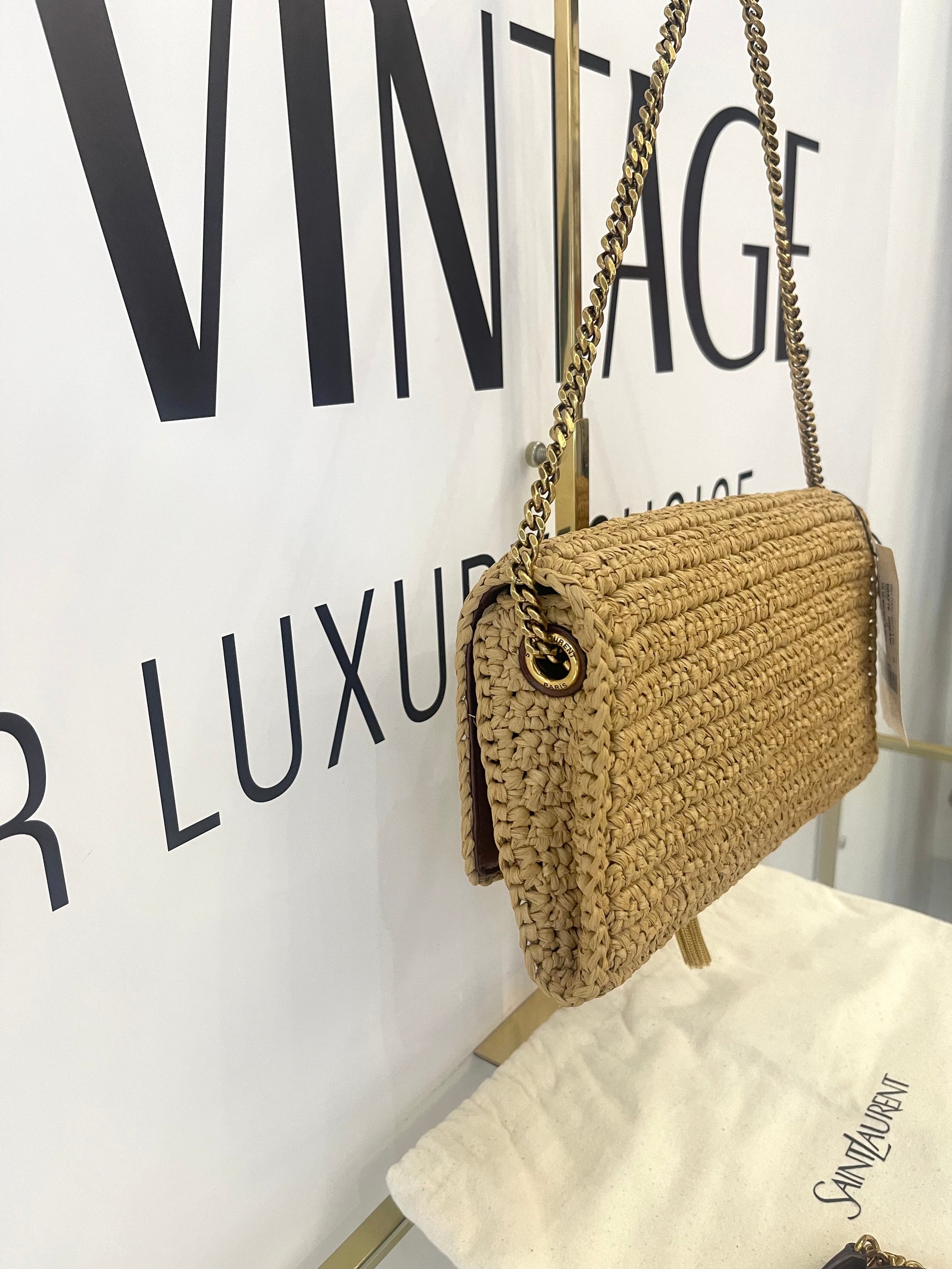 Borsa Kate 99 in rafia con nappina Saint Laurent