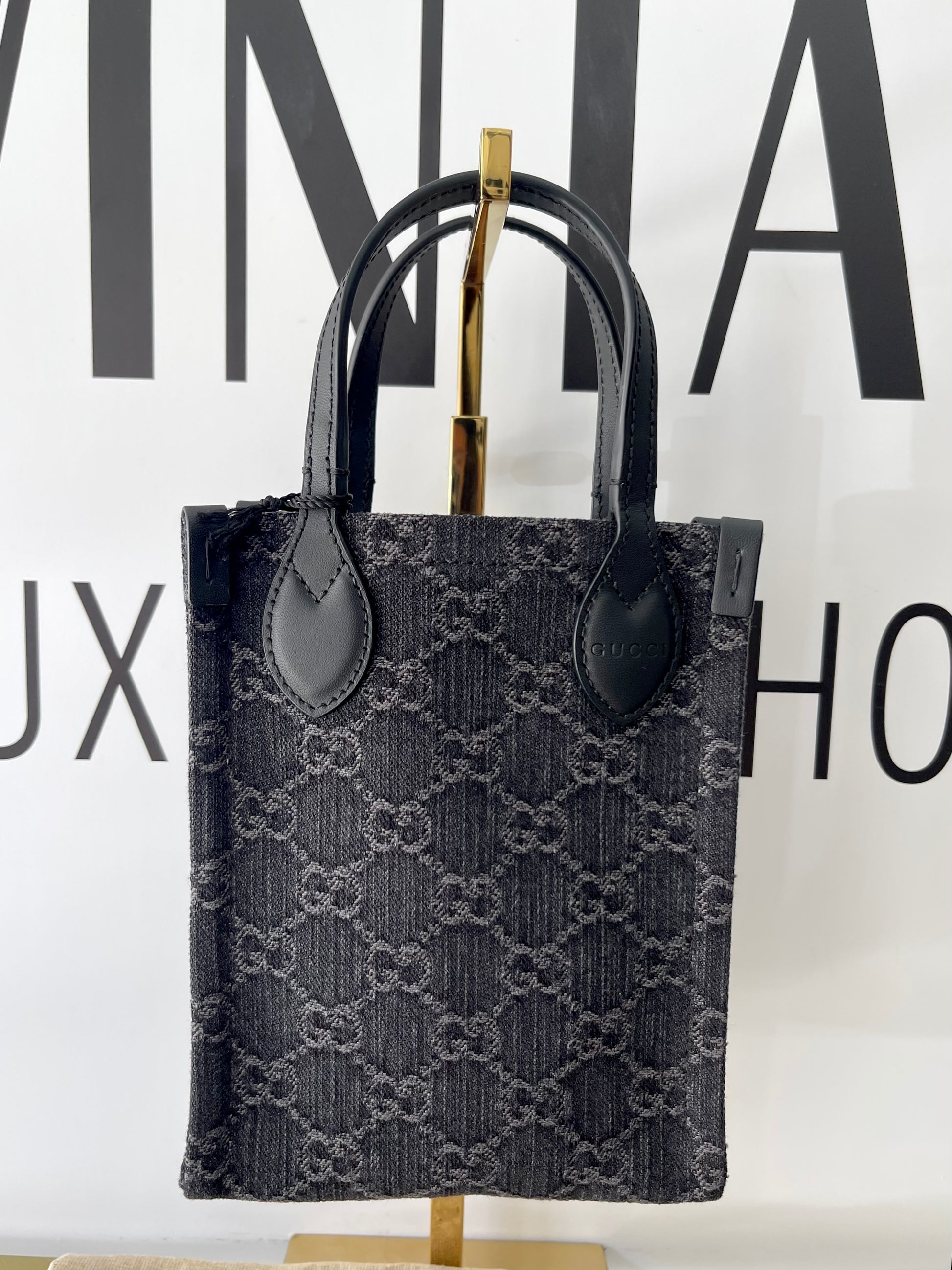 Borsa Mini Tote Ophidia GG in denim Gucci