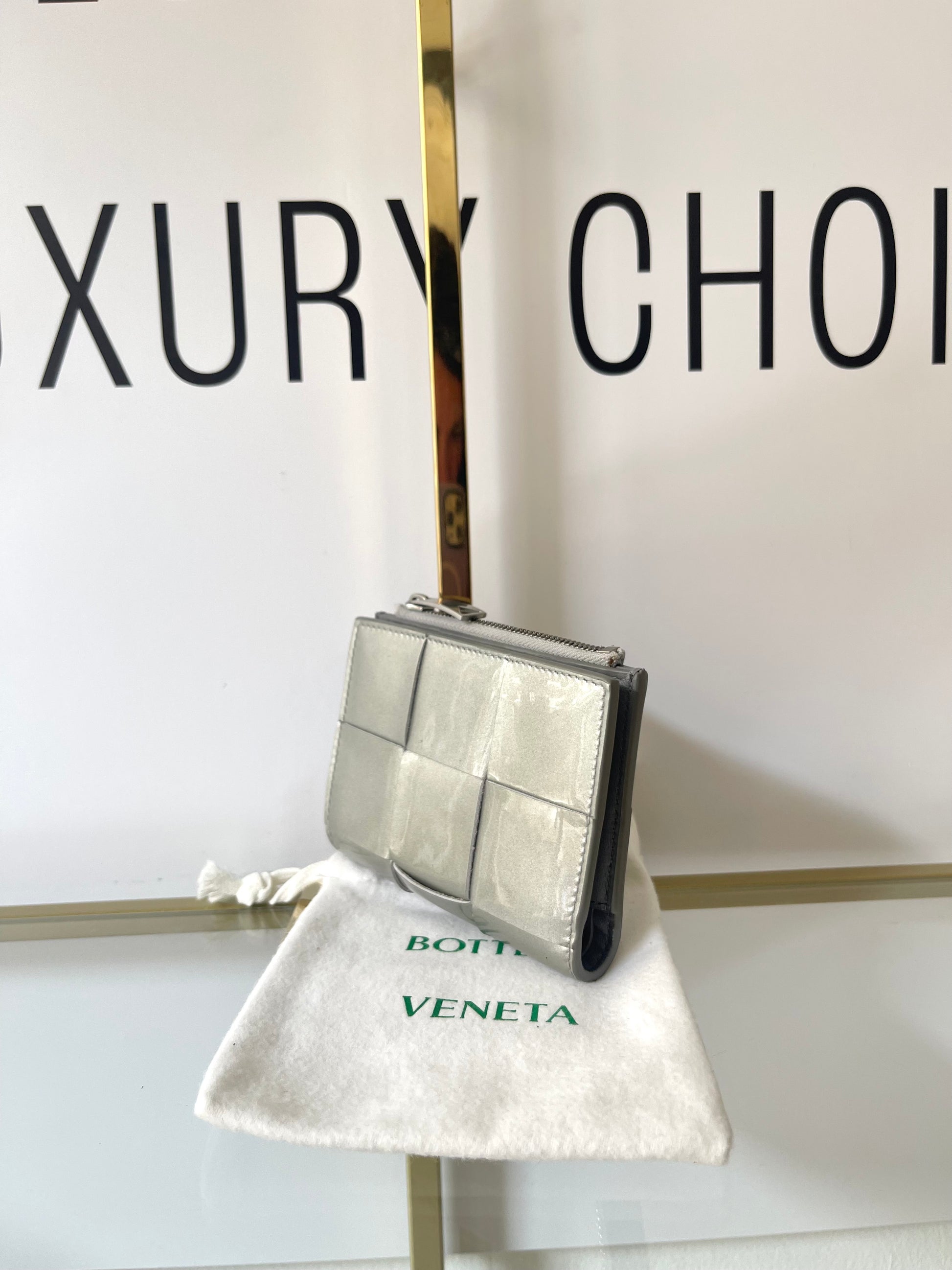 Portafoglio Cassette compatto argento Bottega Veneta