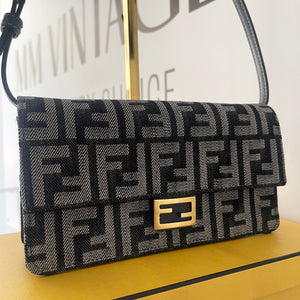 Wallet On Chain Baguette in denim Fendi