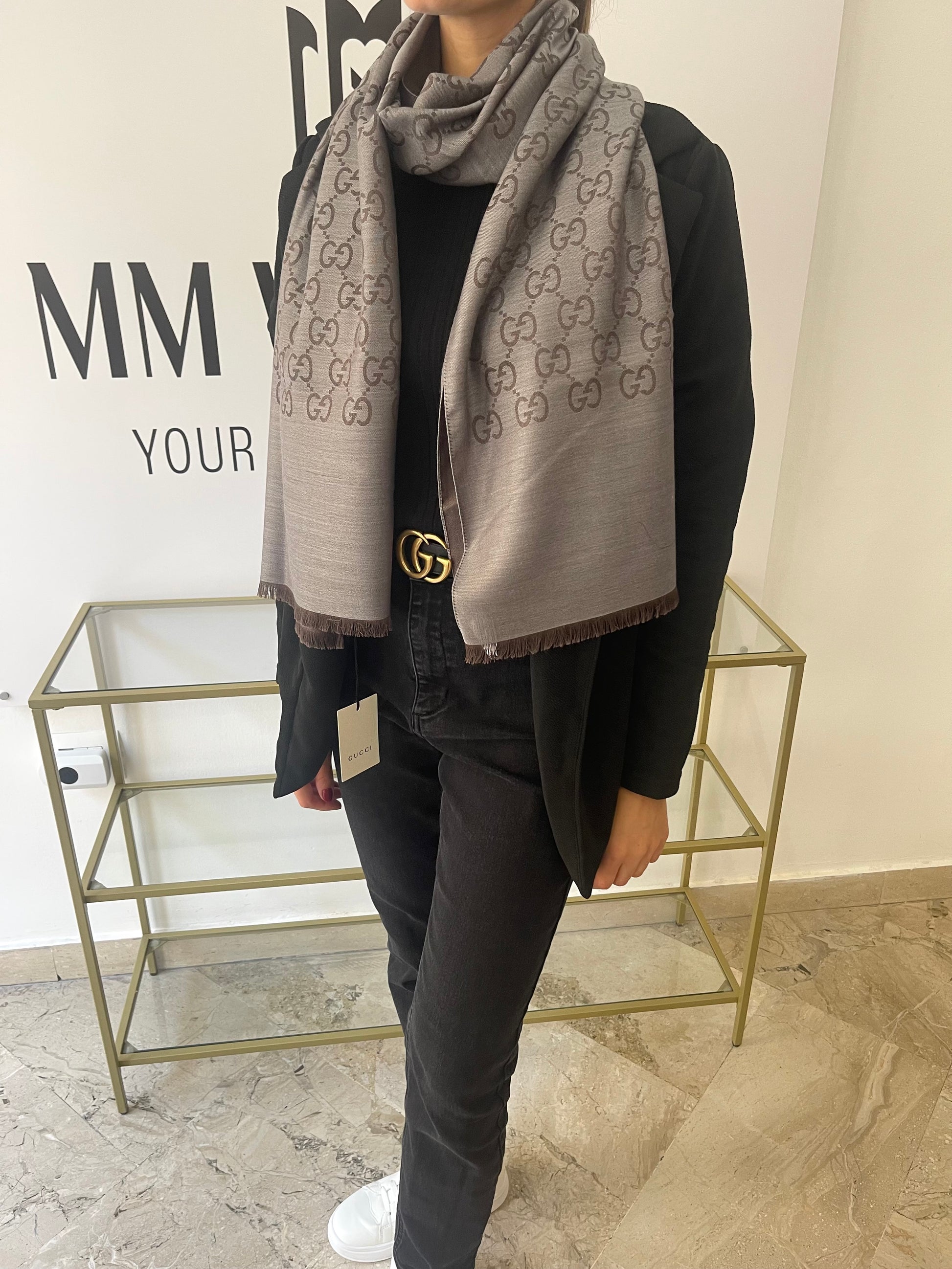 Stola GG in Lana e Seta reversibile Gucci