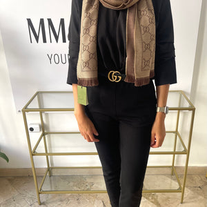 Sciarpa GG jacquard sabbia/marrone Gucci