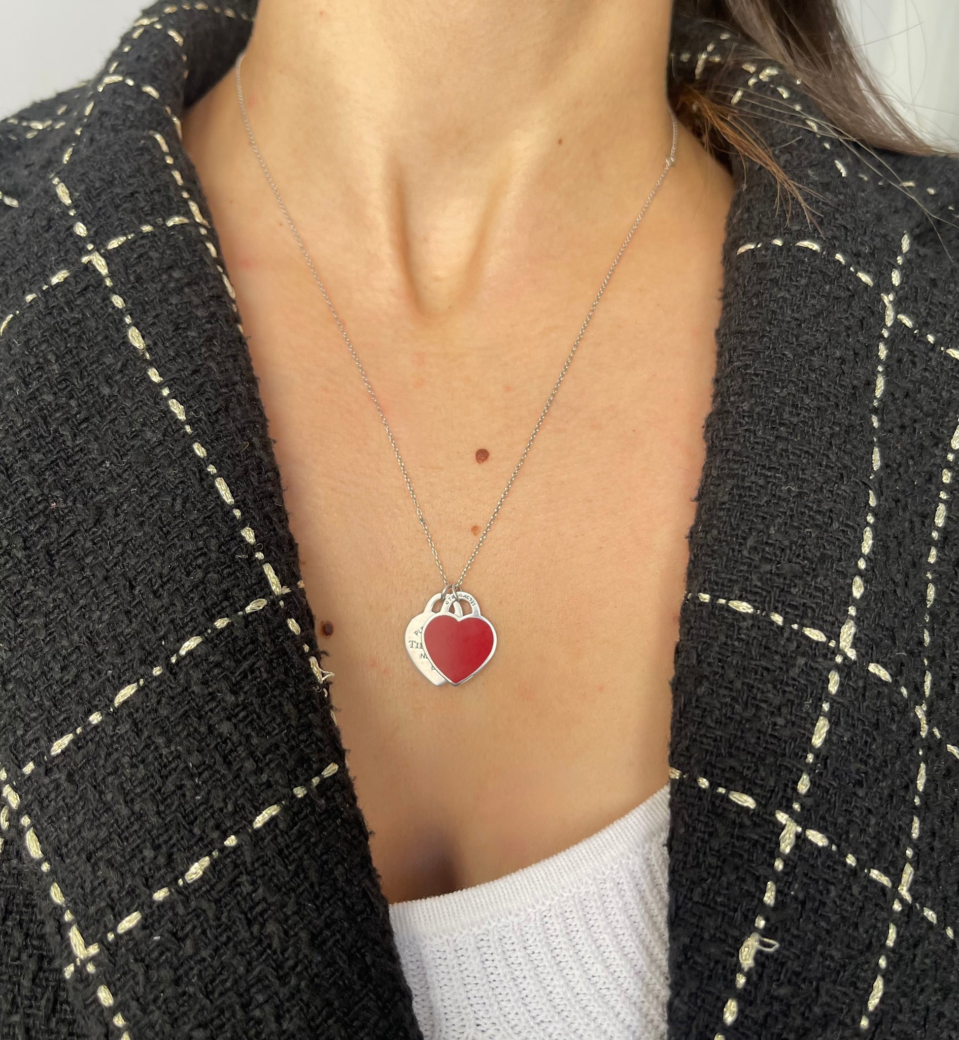 Girocollo Cuori Small smaltato rosso Tiffany