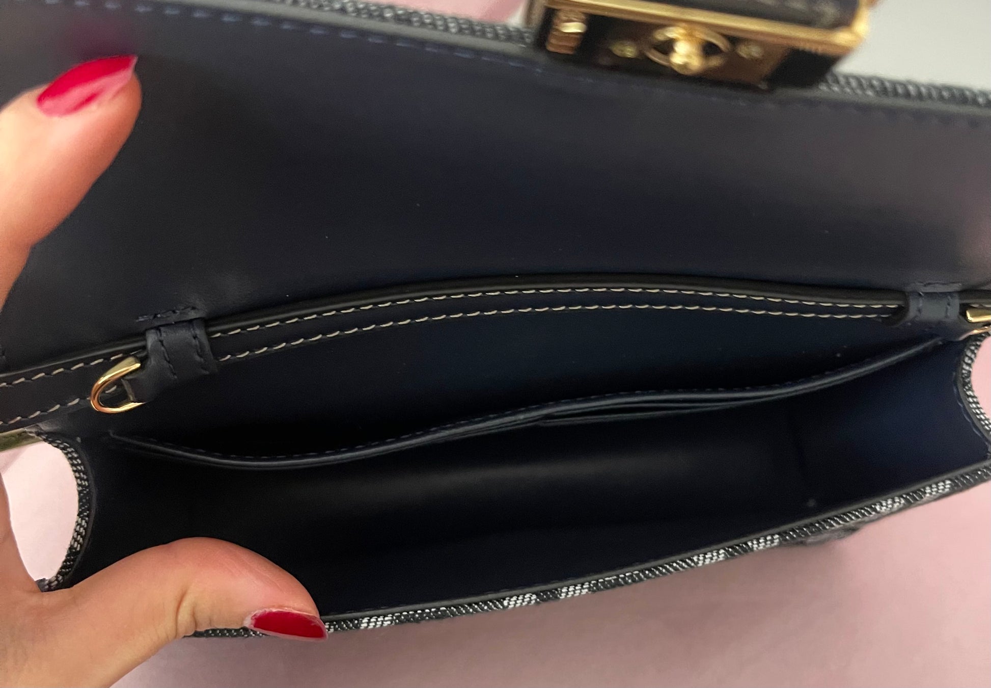 Wallet On Chain Baguette in denim Fendi