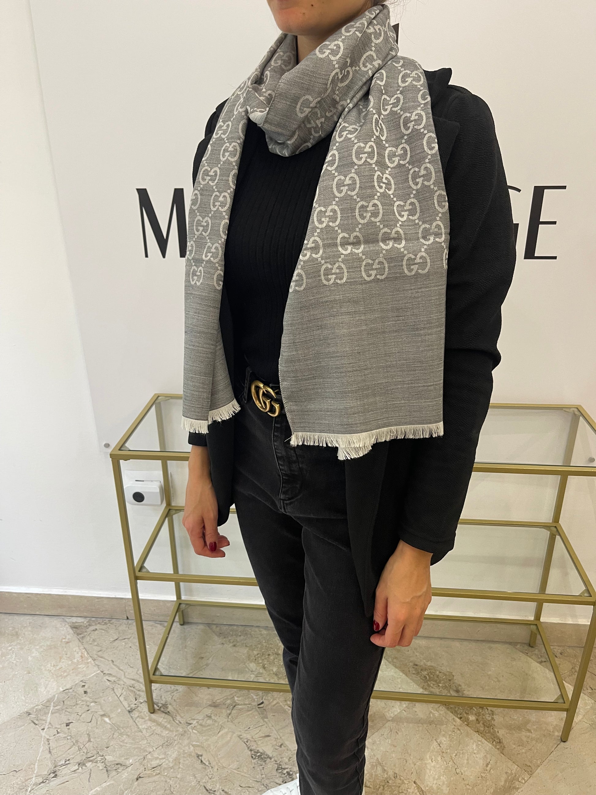 Stola GG in Lana e Seta reversibile Gucci