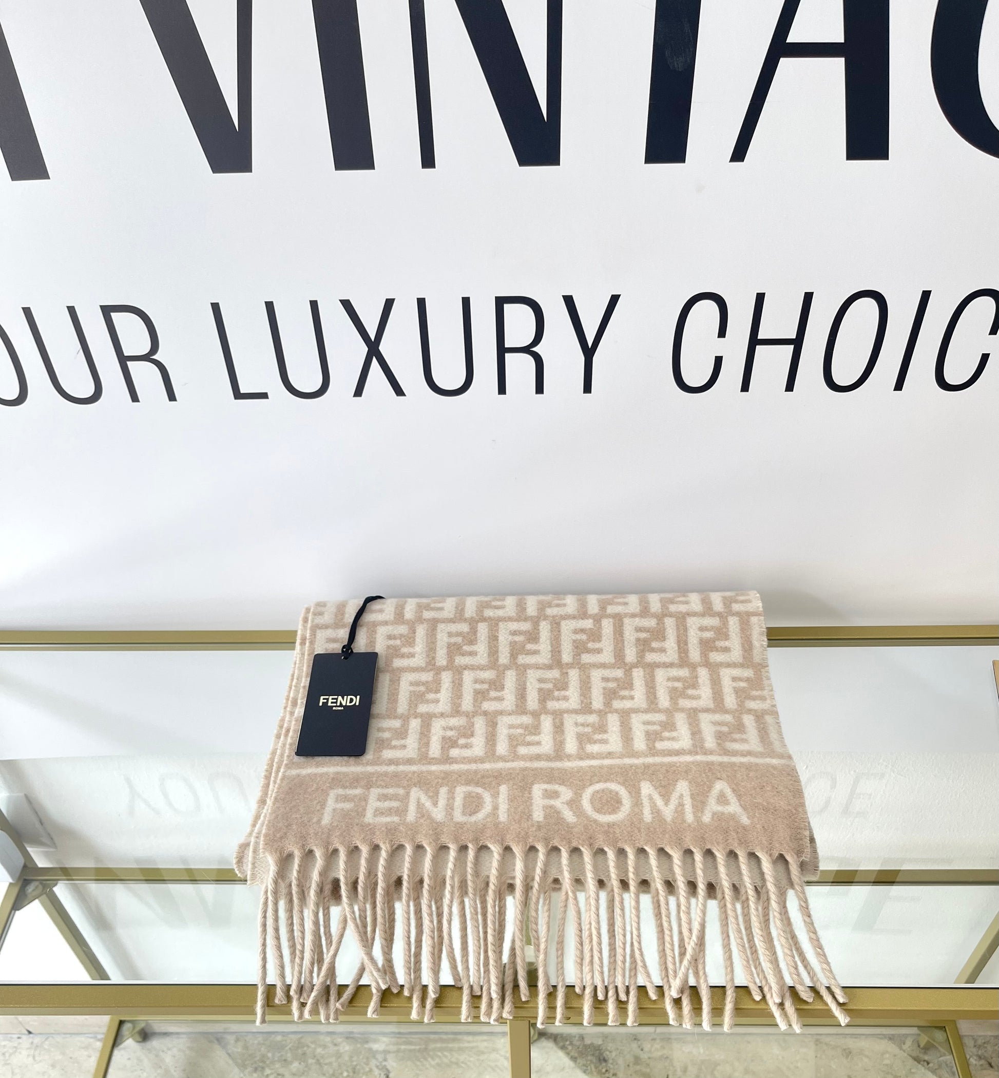 Sciarpa FF beige/avorio Fendi