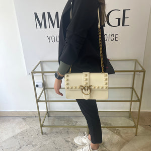 Borsa Love One Pinko in pelle borchie bianco