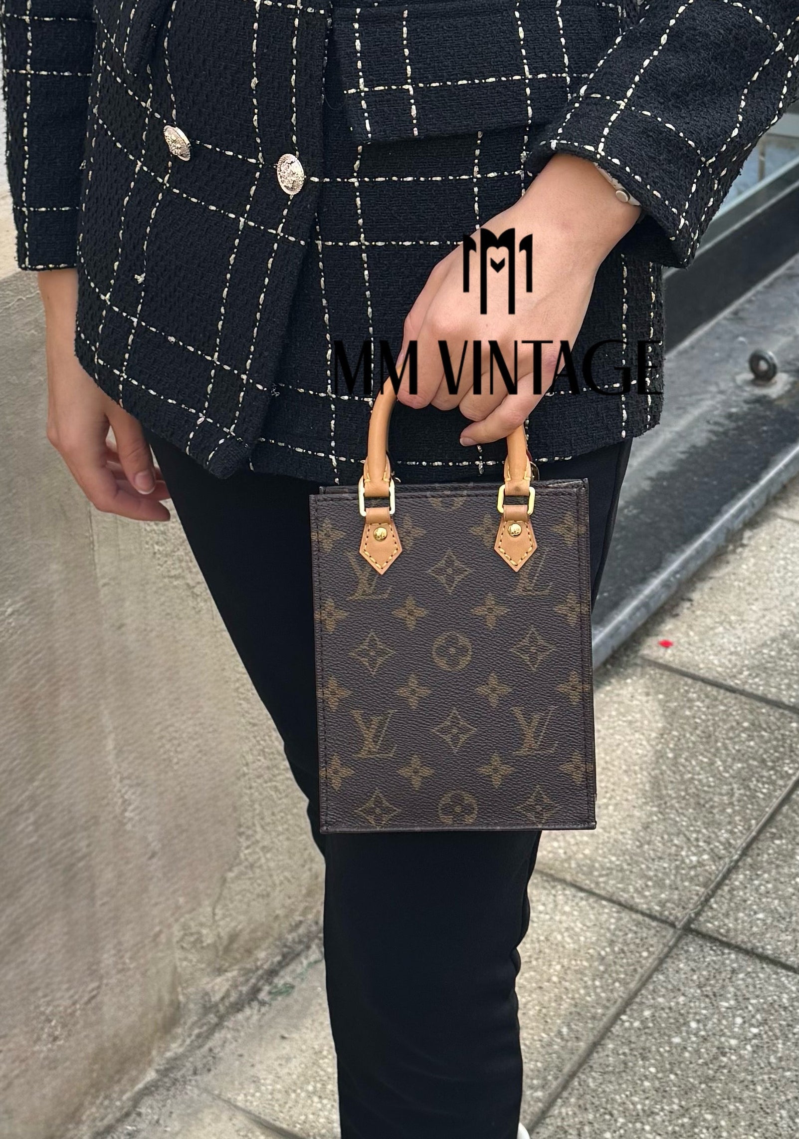 Borsa Petit Sac Plat Monogram Louis Vuitton