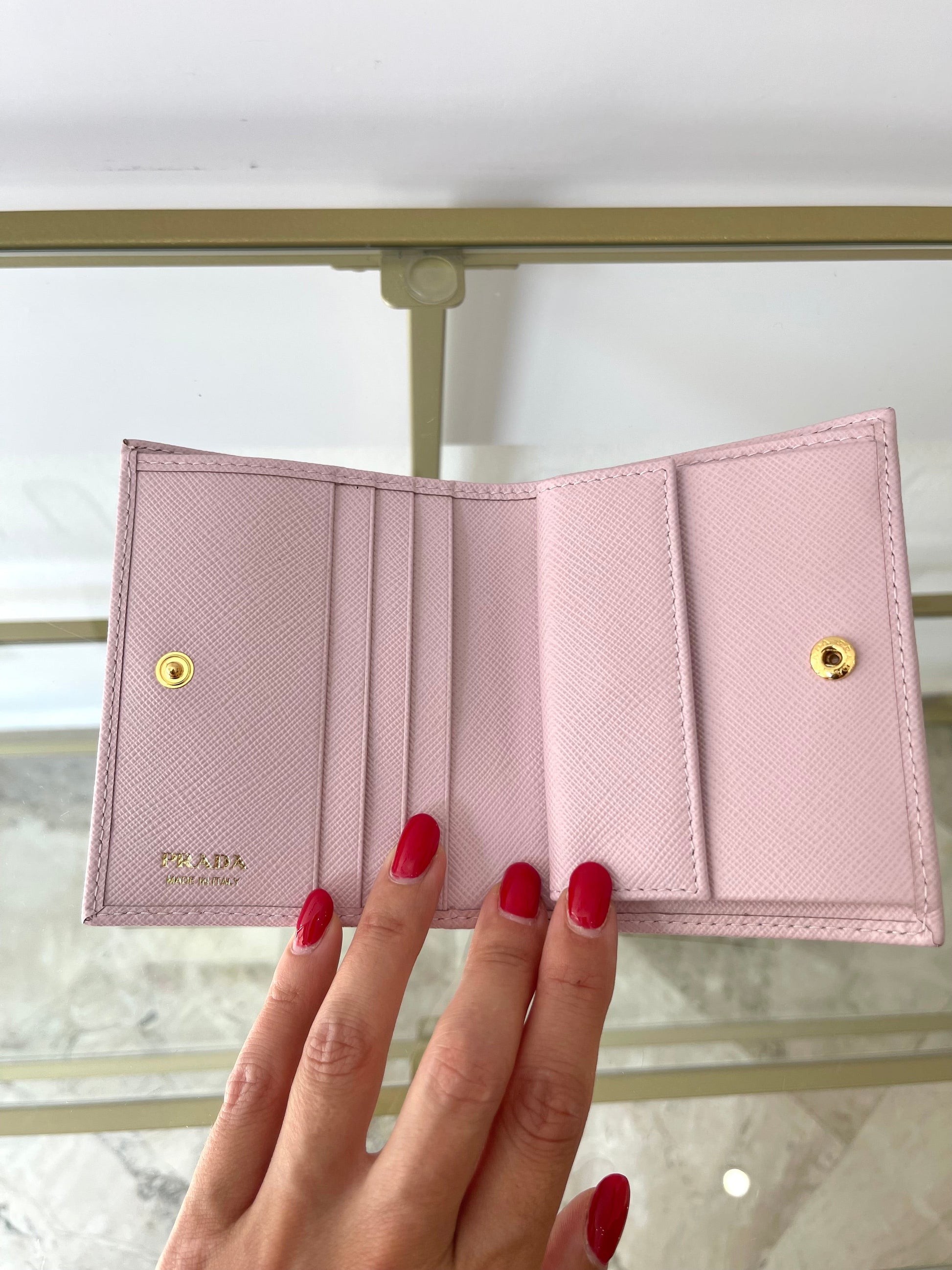 Portafoglio in Saffiano rosa Prada