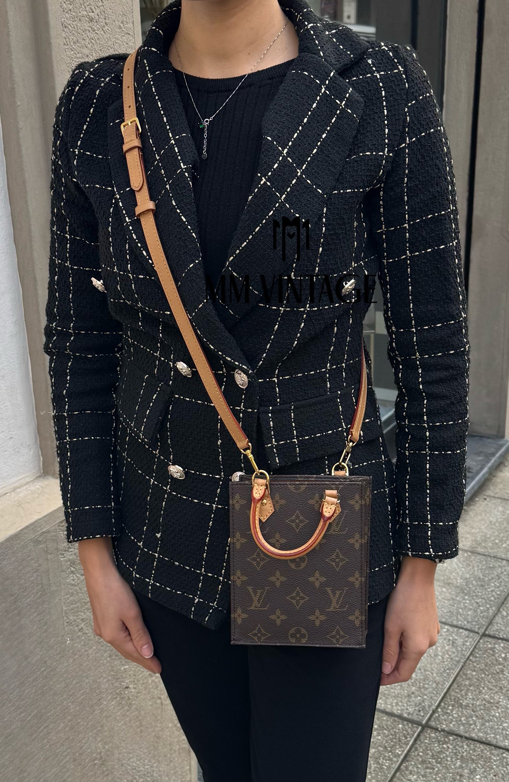 Borsa Petit Sac Plat Monogram Louis Vuitton