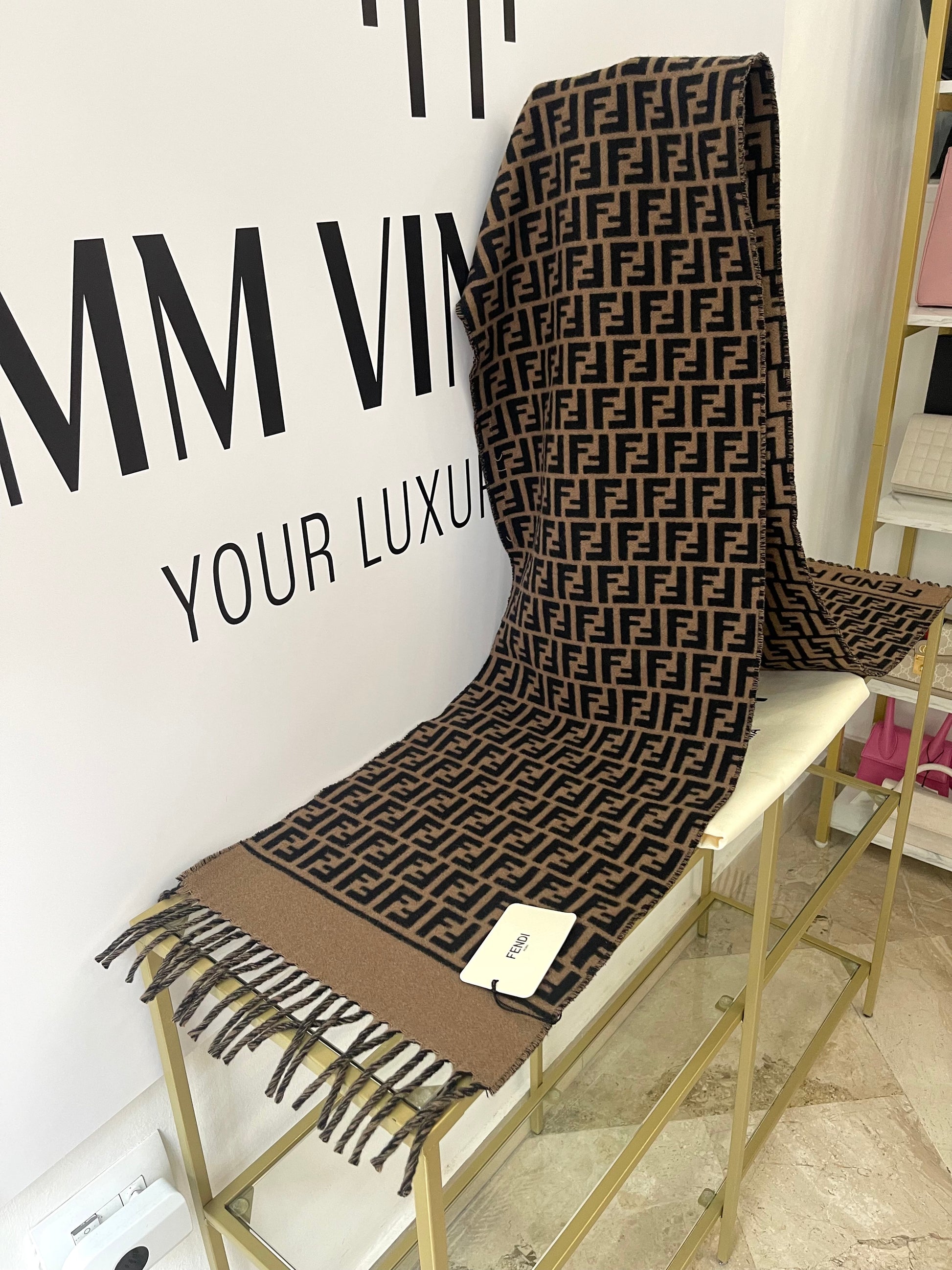 Sciarpa FF nero/tabacco Fendi