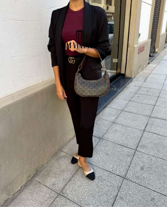 Borsa Ava in Tela Triomphe e Pelle Di Vitello Celine